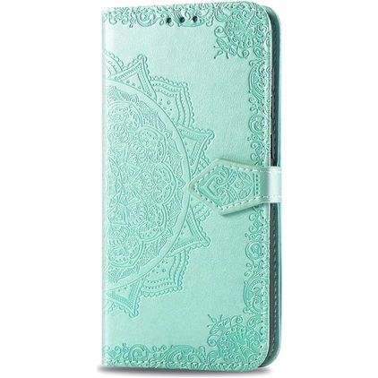 Mobigear Mandala Motorola Moto E6s (2020) Hoesje Bookcase Portemonnee - Turquoise