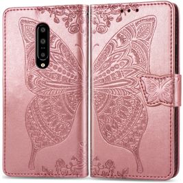 Mobigear Butterfly OnePlus 7 Pro Hoesje Bookcase Portemonnee - Roségoud