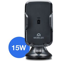 Mobilize Wireless Charge Telefoonhouder Auto Zuignap / Ventilatierooster Klem Universeel - Zwart