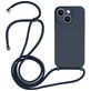 Mobigear Lanyard iPhone 15 Siliconen Hoesje met koord - Donkerblauw