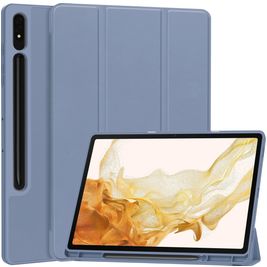 Mobigear Tri-Fold Gel Samsung Galaxy Tab S9 Plus Hoes TPU,Kunstleer Bookcase + Stylus Houder - Paars
