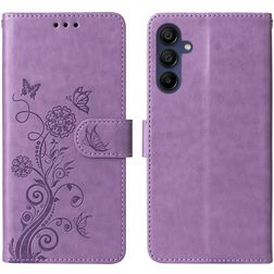 Mobigear Flowers Samsung Galaxy A17 Hoesje Bookcase Portemonnee - Paars
