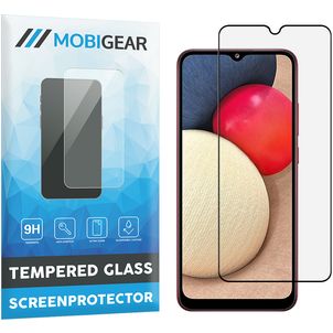 Mobigear Premium Samsung Galaxy A02s Glazen Screenprotector - Case Friendly - Zwart