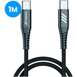 Mobigear Nylon USB-C naar USB-C Kabel 1 Meter - Zwart