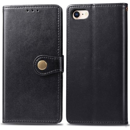 Mobigear Snap Button iPhone 8 Hoesje Bookcase Portemonnee - Zwart