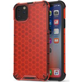 Mobigear Honeycomb iPhone 11 Pro Max Hoesje Hardcase Backcover Shockproof - Rood Mobigear Honeycomb iPhone 11 Pro Max Hoesje Hardcase Backcover Shockproof - Rood