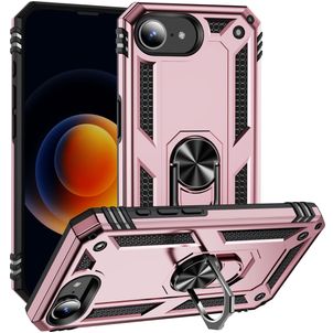 Mobigear Armor Ring iPhone 16e Hoesje Hardcase Backcover Shockproof met Ringhouder - Roségoud