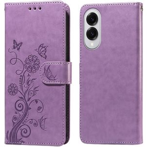 Mobigear Flowers Samsung Galaxy S25 Edge Hoesje Bookcase Portemonnee - Paars