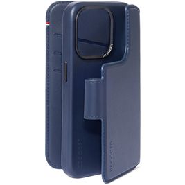 Decoded Detachable Wallet iPhone 15 Pro MagSafe Hoesje Echt Leer Uitneembare 2in1 Bookcase Portemonnee - Blauw