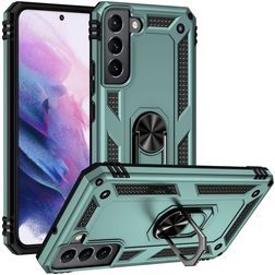 Mobigear Armor Ring Samsung Galaxy S22 Hoesje Hardcase Backcover Shockproof met Ringhouder - Groen