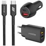 Mobigear Essentials Oplader + Autolader + Apple Lightning Kabel 1 Meter Power Delivery 48W - Zwart