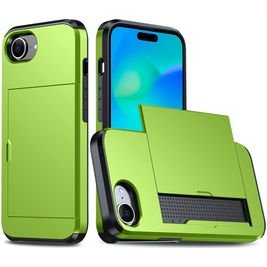 Mobigear Card iPhone 17e Hoesje Hardcase Backcover Shockproof met Pasjeshouder - Groen