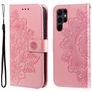 Mobigear Flowers Samsung Galaxy S23 Ultra Hoesje Bookcase Portemonnee - Magenta
