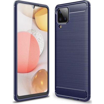 Mobigear Brushed Slim Samsung Galaxy A12 Hoesje Flexibel TPU Backcover - Blauw