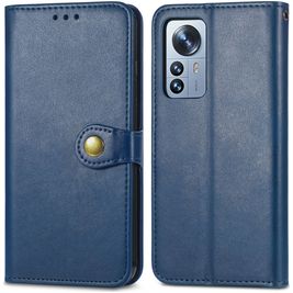 Mobigear Snap Button Xiaomi 12 Pro Hoesje Bookcase Portemonnee - Blauw