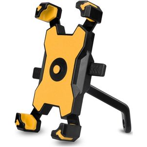 Mobigear PushHold Telefoonhouder Motor Achteruitkijkspiegel Klem Universeel - Geel