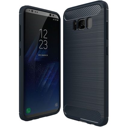 Mobigear Brushed Slim Samsung Galaxy S8 Hoesje Flexibel TPU Backcover - Donkerblauw