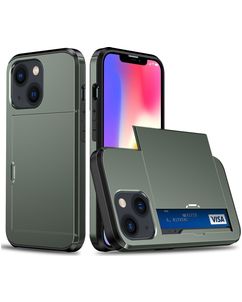 Mobigear Card iPhone 15 Hoesje Hardcase Backcover Shockproof met Pasjeshouder - Legergroen