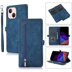Mobigear Zipper iPhone 14 Hoesje Bookcase Portemonnee - Blauw