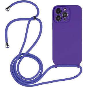 Mobigear Lanyard iPhone 15 Pro Max Siliconen Hoesje met koord - Paars