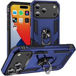 Mobigear Armor Ring iPhone 17 Pro Max Hoesje Hardcase Backcover Shockproof met Ringhouder - Blauw