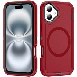 Mobigear Rugged Mag iPhone 16 MagSafe Hoesje Hardcase Backcover Shockproof - Rood