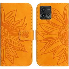 Mobigear Sunflower Motorola Moto G72 Hoesje Bookcase Portemonnee - Cognac