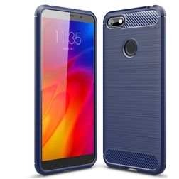 Mobigear Brushed Slim Motorola Moto E6 Play Hoesje Flexibel TPU Backcover - Marineblauw