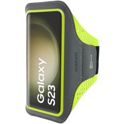 Mobiparts Comfort Fit Telefoonhouder Hardlopen Samsung Galaxy S23 Sport Hoesje Neopreen Sportarmband - Neon Green