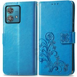 Mobigear Clover Motorola Edge 40 Neo Hoesje Bookcase Portemonnee - Blauw