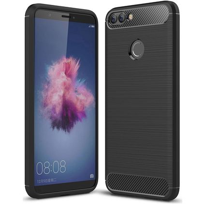 Mobigear Brushed Slim Huawei P Smart (2018) Hoesje Flexibel TPU Backcover - Zwart