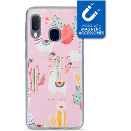 My Style Magneta Samsung Galaxy A20e Hoesje Flexibel TPU Backcover - Pink Alpaca