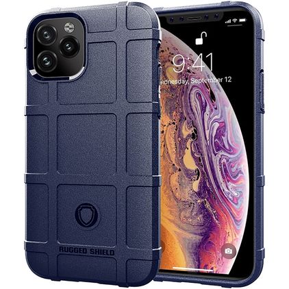 Mobigear Rugged Shield iPhone 12 Pro Max Hoesje Flexibel TPU Backcover Shockproof - Blauw
