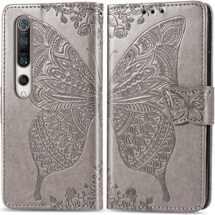 Mobigear Butterfly Xiaomi Mi 10 Hoesje Bookcase Portemonnee - Grijs