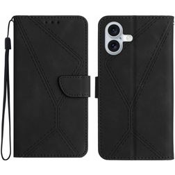 Mobigear Stitch iPhone 17 Hoesje Bookcase Portemonnee - Zwart