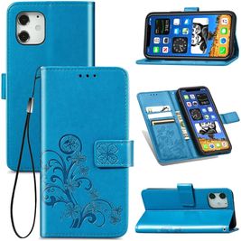 Mobigear Clover iPhone 12 Hoesje Bookcase Portemonnee - Blauw