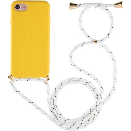 Mobigear Lanyard iPhone 8 Flexibel TPU Hoesje met koord - Geel