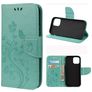 Mobigear Flowers iPhone 12 Mini Hoesje Bookcase Portemonnee - Turquoise