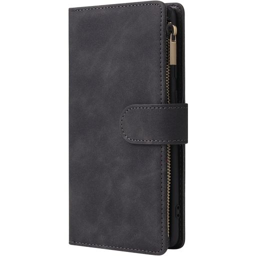 Mobigear Zipper Samsung Galaxy A71 Hoesje Bookcase Portemonnee - Zwart