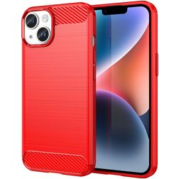 Mobigear Brushed Slim iPhone 15 Plus Hoesje Flexibel TPU Backcover - Rood