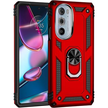 Mobigear Armor Ring Motorola Edge 30 Pro Hoesje Hardcase Backcover Shockproof met Ringhouder - Rood