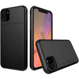 Mobigear Card iPhone 11 Hoesje Hardcase Backcover Shockproof met Pasjeshouder - Zwart