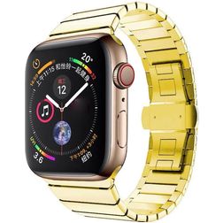 Mobigear Madrid Stalen Apple Watch Bandje Vouwsluiting - 49/46/45/44 mm - Goud