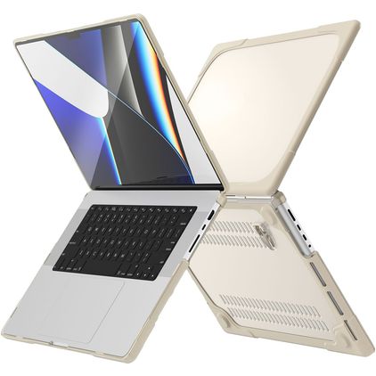 Mobigear Shockproof MacBook Pro 14 Inch (2021-2026) Hoes Hardshell Laptopcover MacBook Case - Taupe - Model A2442 / A2779 / A2918 / A2992 / A3401 / A3112 / A3434 / A3427 / A3426