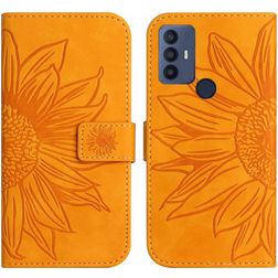Mobigear Sunflower TCL 30 SE Hoesje Bookcase Portemonnee - Cognac