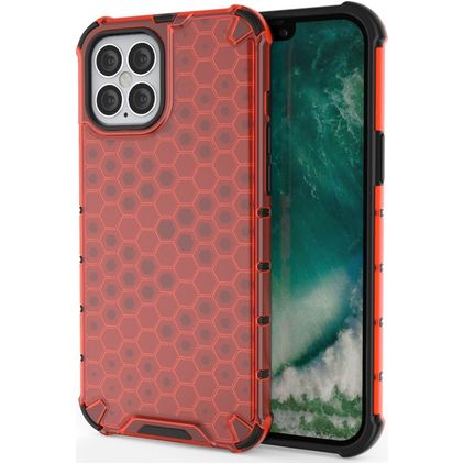 Mobigear Honeycomb iPhone 12 Pro Max Hoesje Hardcase Backcover Shockproof - Rood