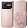 Mobigear Clover POCO C40 Hoesje Bookcase Portemonnee - Roségoud