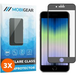 Mobigear Premium iPhone SE (2022) Glazen Screenprotector - Case Friendly - Zwart (3-Pack)