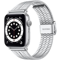 Mobigear Kopenhagen Stalen Apple Watch Bandje Klemsluiting - 42/41/40/38 mm - Zilver