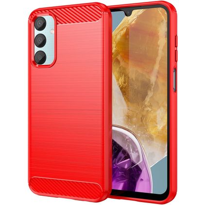 Mobigear Brushed Slim Samsung Galaxy M15 Hoesje Flexibel TPU Backcover - Rood